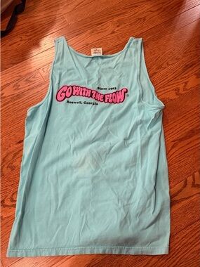 Go with the flow - Comfort Colors Light Aqua Tank Top
